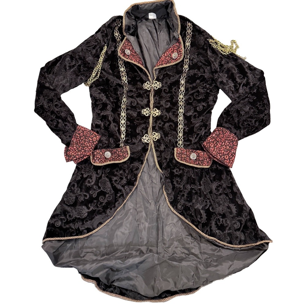 Spirit Halloween Regal Rebel Pirate Costume Large Duster Jacket Hat Gothic NWT